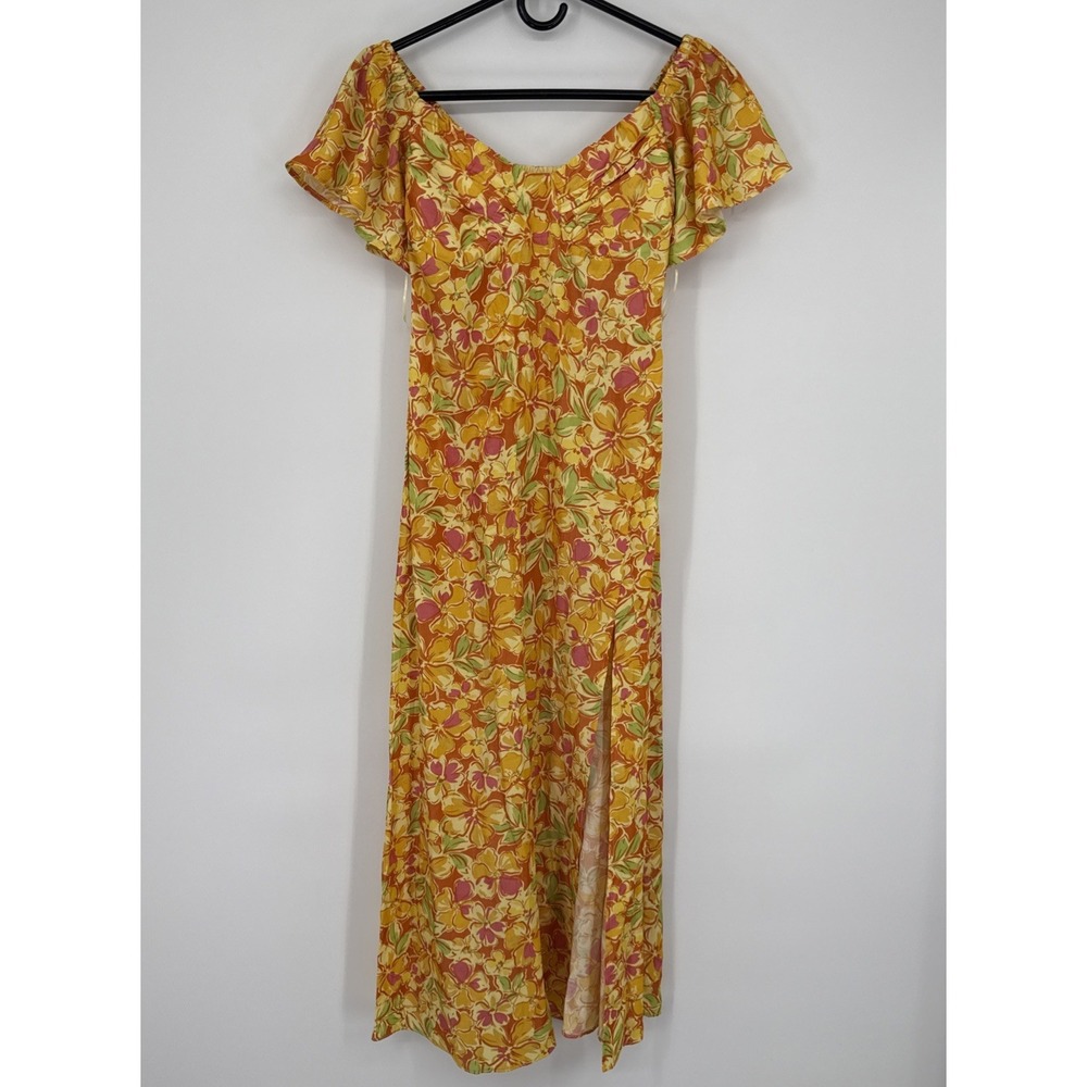 L SPACE Revolve Floral Midi Dress Side Slit Cottagecore Coastal Bloomcore Chic S